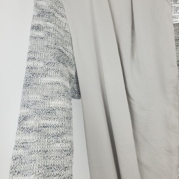 LOLA & SOPHIE Open Front Drape Knit Cardigan Sweater Contrast Fabric Career Work - Picture 4 of 5